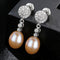 Luxury 3A Zircon Fashion Women Romantic Gift Natural Pearl Silver Earrings