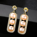 Fashion Unique Beans Design Women Luxury Zircon Freshwater Pearl S925 Earrings
