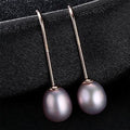 Women Long Length Fine Jewelry Natural Freshwater Pearl Sterling Silver Earrings