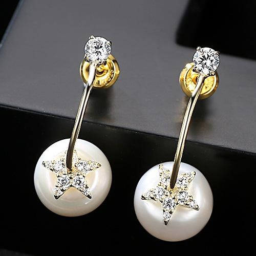 Fashion Natural 8-9mm Freshwater Pearl Women Sterling Silver Earrings