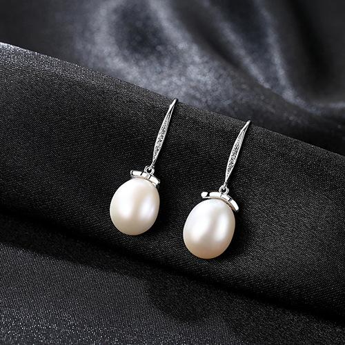 Luxury Natural Oval Shape Pearl Gold Plated Sterling Silver Drop Earrings