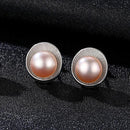Good Quality 4A Freshwater Pearl Shell Shape Silver Stud Earrings