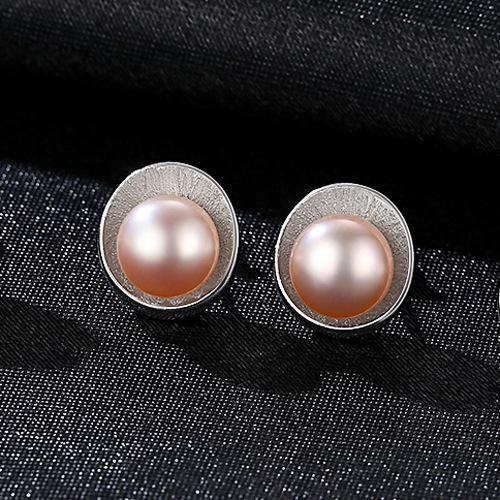 Good Quality 4A Freshwater Pearl Shell Shape Silver Stud Earrings