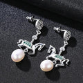 Funny Merry-go-round Design Luxury Zircon Sterling Silver Pearl Earrings