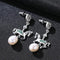 Funny Merry-go-round Design Luxury Zircon Sterling Silver Pearl Earrings