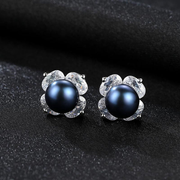 Fashion Elegant Flower Shape Earrings Women Natural Pearl Stud Earrings