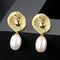 Elegant Women Cute Conch Design Oval Shape Freshwater Pearl Silver Earrings
