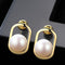 Women Trendy Geometric Design Luxury Silver Pearl Earrings