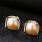 Fashion Geometric Square Shape Sterling Silver Natural Pearl Stud Earrings