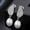 Fashion Unique Wings Design Women Zircon Natural Pearl Silver Earrings