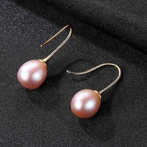 Fashion Women Simple Design Natural Pearl Sterling Silver Earrings