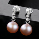 Fashion Luxury 3A Zircon Natural 8-9mm Freshwater Pearl Earrings