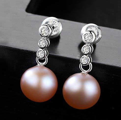 Fashion Luxury 3A Zircon Natural 8-9mm Freshwater Pearl Earrings