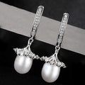 Fashion Nature 8-9mm Freshwater Pearl Sterling Silver Zircon Earrings