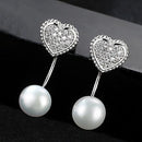 Women Romantic Gift Sterling Silver Heart Shape Freshwater Pearl Earrings