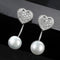 Women Romantic Gift Sterling Silver Heart Shape Freshwater Pearl Earrings