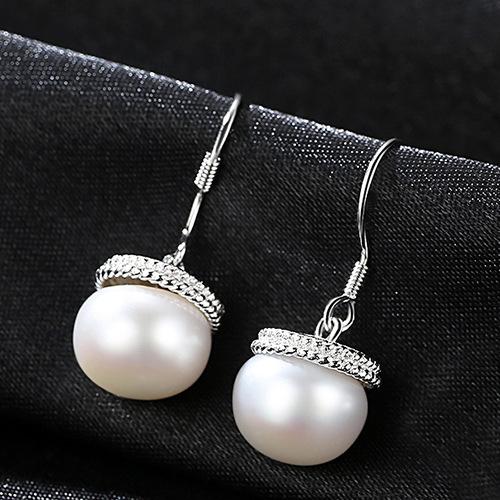 Fashion Big Size Natural Mabe Pearl Dangle Sterling Silver Earrings