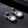 Fashion Luxury Drop Shape Hollow Sterling Silver Pearl Earrings