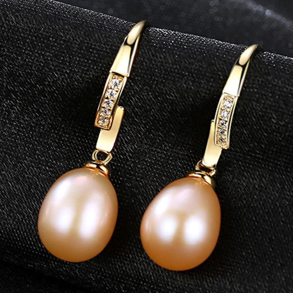 Good Quality Shiny Freshwater Pearl Luxury Sterling Silver Hook Earrings