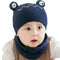 2 Pcs Set Babies Frog Pattern Woolen Knitted Hat And Scarf