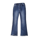 Girls Cotton Solid Color Slim Fit Jeans
