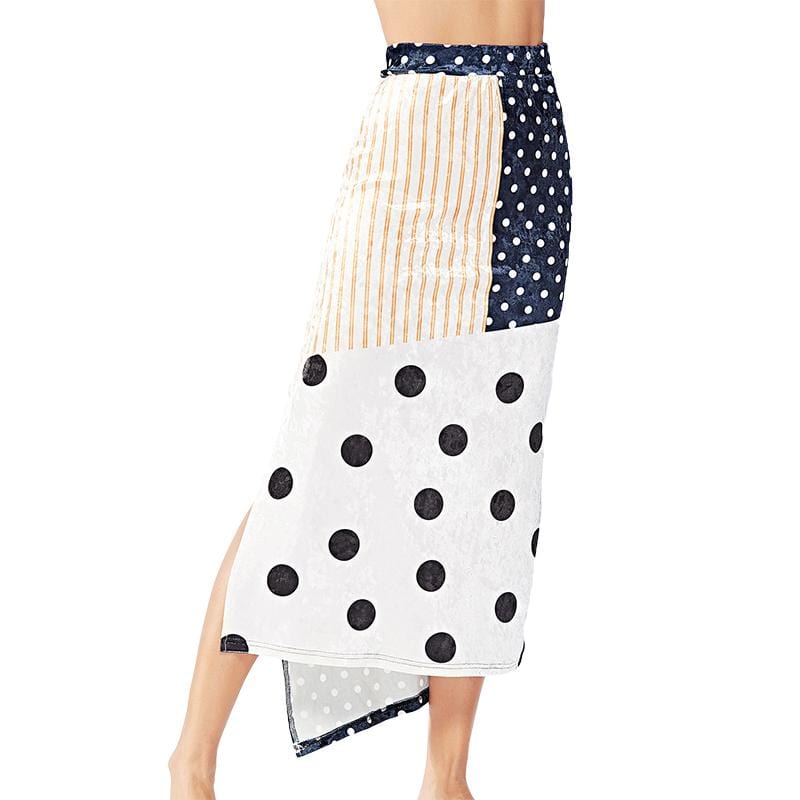 Women Unique Color Blocking Design Classic Dot Print Skirt