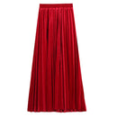 Fashion Pleated Design Women Long Length Velvet Skirt