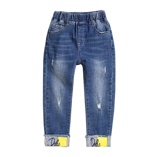Boys Cotton Ripped Patchwork Denim Jeans