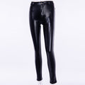 Fashion Girl Solid Color Sexy PU Leather Patchwork Tight Pants