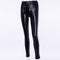 Fashion Girl Solid Color Sexy PU Leather Patchwork Tight Pants