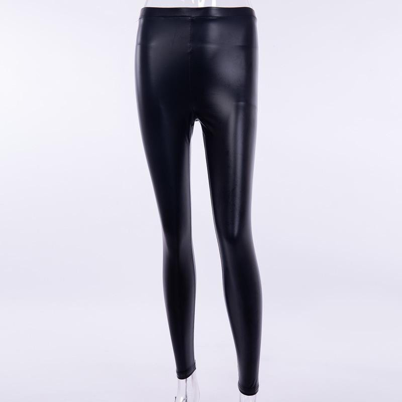 Women Trendy Style Street Wear Sexy Booty PU Leather Skinny Pants