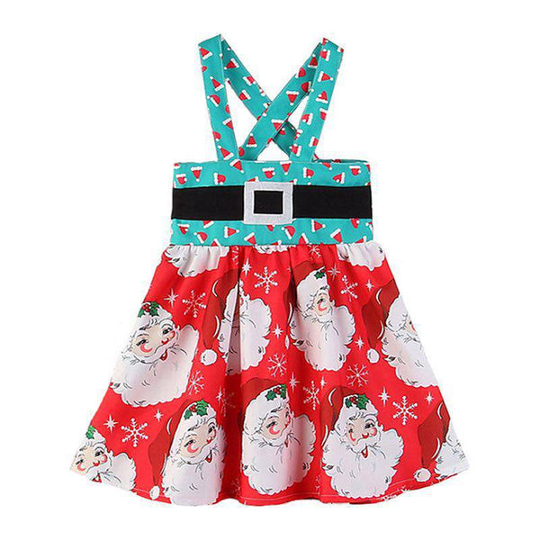 Girls Cotton Christmas Printed Belt applique Design Suspender Skirts