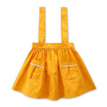 Girls Cotton Solid Color Button Pockets Ruffle Suspender Skirts