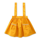 Girls Cotton Solid Color Button Pockets Ruffle Suspender Skirts