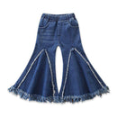 Fashionable Girls Cotton Patchwork Flared Jeans