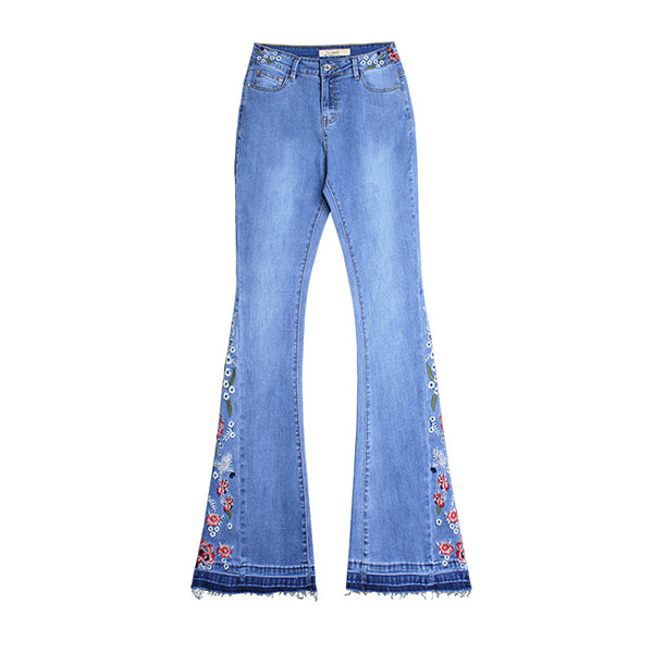 Hot Sale Women Vintage Style Solid Color Flare Jeans