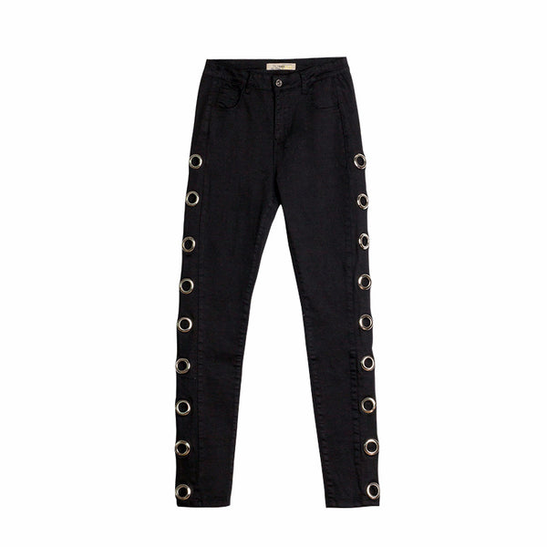 Creative Hollowed Side Design Women Good Quality Slim Jeans