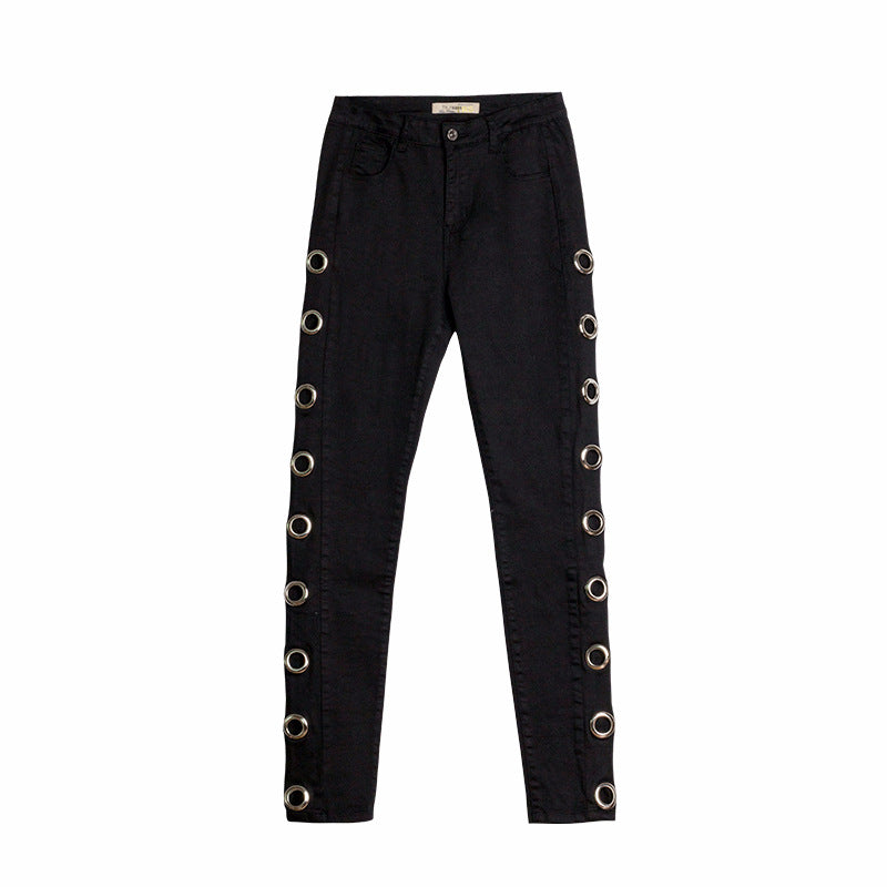 Creative Hollowed Side Design Women Good Quality Slim Jeans