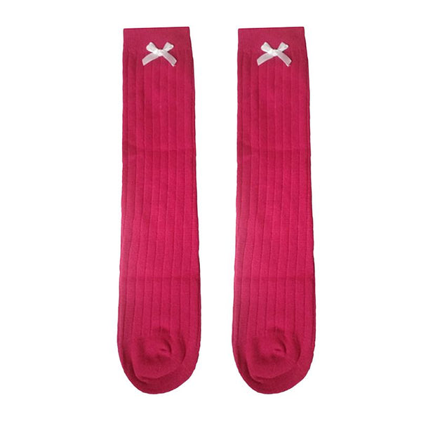 1 Pair Baby Girls Cotton Vertical Striped Bowknot Decorated Stockings