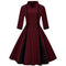 Elegant Women Vintage Style Stand Collar Large Hem Party Dress