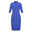 Elegant Women Work Wear Solid Color Half Sleeves Ribbon Design Pencil Dress