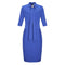 Elegant Women Work Wear Solid Color Half Sleeves Ribbon Design Pencil Dress