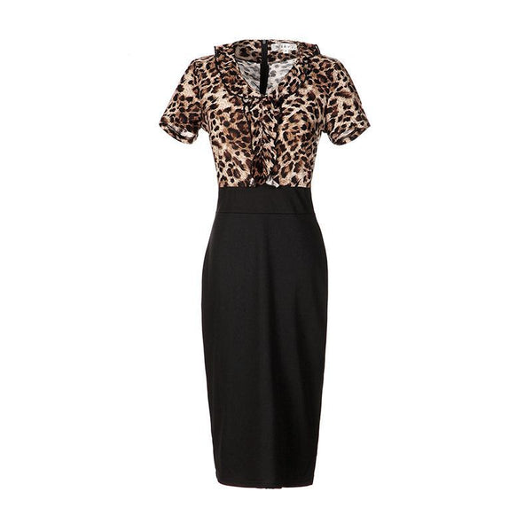 Fashion New Design Animal Print Women Work Wear Slim Dress