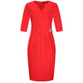 Elegant Women Solid Color Autumn Winter Half Sleeves Pleated Design Dress