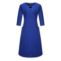 Women Fashion Classic Hollow Neck Design Half Sleeves Solid Color Loose Dress