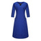 Women Fashion Classic Hollow Neck Design Half Sleeves Solid Color Loose Dress