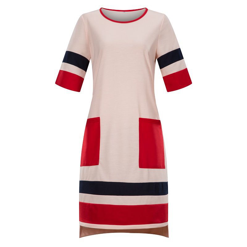 Fashion Creative Color Blocking Design Women Casual Style Patchwork Dress