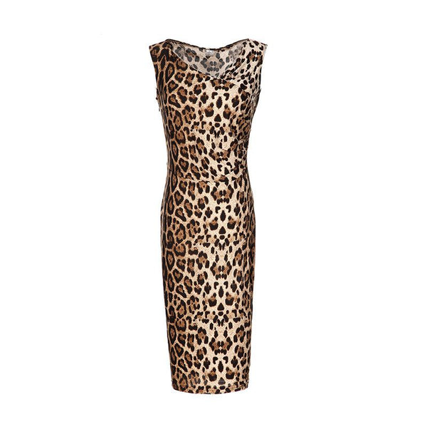 Fashion Hot Sale Animal Print Sexy Women Plus Size Sleeveless Tight Dress