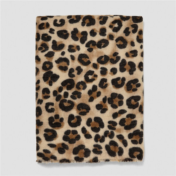 Fashion Leopard Print Women Winter Thickening Shawl Scarf