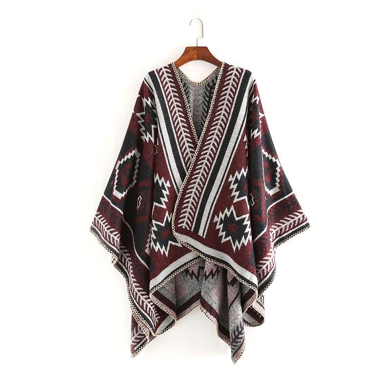 Women Thickening Winter Geometric Pattern Large Size Shawl